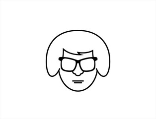 Nerd girl face wear glasses icon and logo flat design