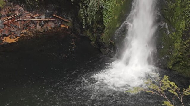 Rio Bonito waterfall at the entrance of Cerro Bayo in Argentine Patagonia. Neuquen.