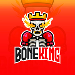 Skull Boxing Mascot E-Sport Logo Template Illustration.