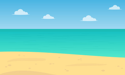 Fototapeta na wymiar Cartoon beach background. Vector illustration