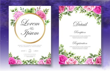 Beautiful Hand Drawing Botanical Invitation Card Template