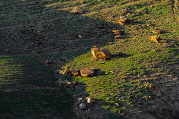 Stones fragments on a mountainside