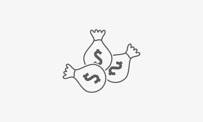 line icon bag money design flat vector.