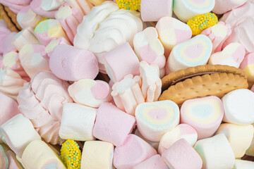 Sweet bouquet of Marshmallows, close-up.Holiday concept, congratulations.