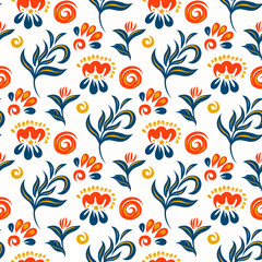 Seamless pattern  with flowers in doodle style