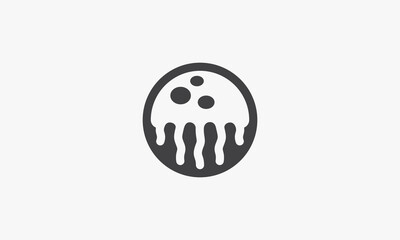 circle jellyfish logo design flat vector.