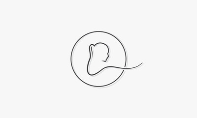 circle drawing line woman logo design vector.