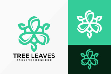 Tree Leaves Floral Logo Vector Design. Abstract emblem, designs concept, logos, logotype element for template.