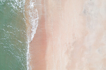 Fototapeta na wymiar Aerial view of pink sand beach on Atlantic ocean