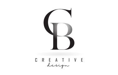 CB c b letter design logo logotype concept with serif font and elegant style vector illustration.