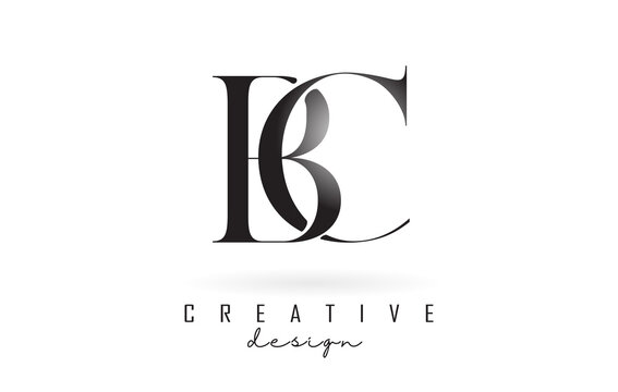 BC b c letter design logo logotype concept with serif font and elegant style vector illustration.