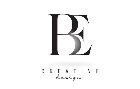 BE b e letter design logo logotype concept with serif font and elegant style vector illustration.