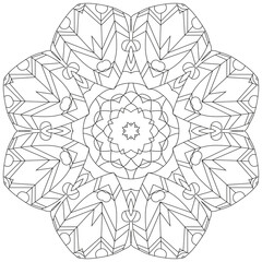 Hand drawn zentangle circular ornament for coloring page.