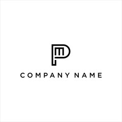 Sophisticated Luxury Logo with Letter PM MP initial vector, Abstract Geometric Design for Modern Business, Marketing, and Technology Branding