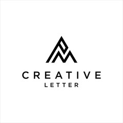 clean simple letter PM logo design, initial MP vector illustration