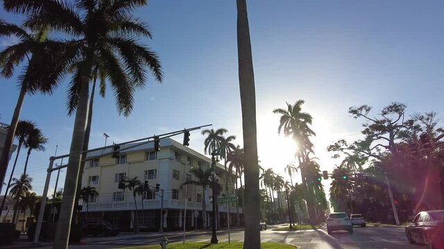 scenic drive down Royal Palm Way road in West Palm Beach Florida