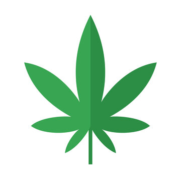 Cannabis leaf. Flat vector illustration isolated on white.