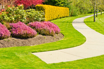 Outdoor landscape garden in North Vancouver, British Columbia, Canada.
