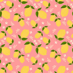 Summer fresh lemon seamless pattern