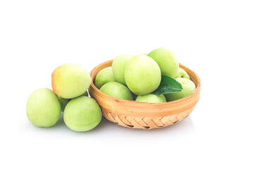 Green plum isolated on white background