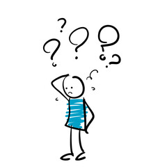 hand drawn people confuse to Decide right solution for questions dilemma situations illustration in doodle