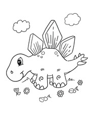 Dinosaur Stegosaurus Coloring Book Page Vector Illustration Art
