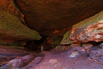 The Bear Cave (Bärenhöhle) in the Langenbach Valley near Pirmasens in Germany.
