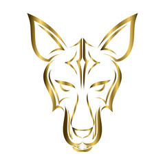 gold line art of fox head. Good use for symbol, mascot, icon, avatar, tattoo, T Shirt design, logo or any design you want.