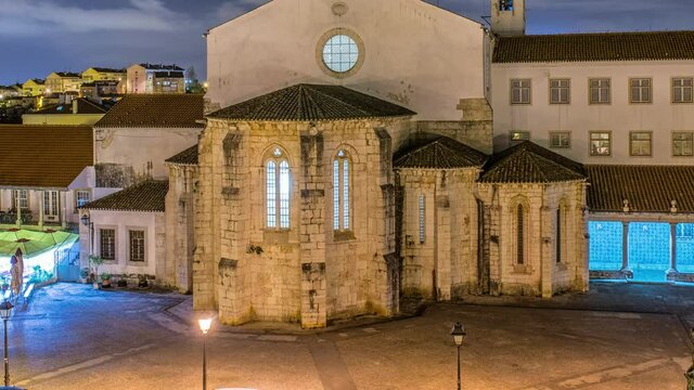 Cathedral in Odivelas, Portugal. Nice night view. District of Lisbon.