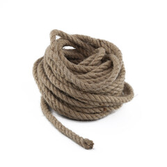 Jute rope skein isolated on white background