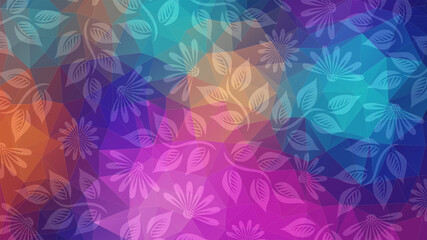 Fototapeta na wymiar Triangles Polygon Color And Flower Pattern Spring