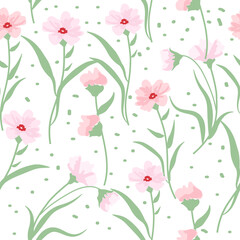 Vector tropical seamless pattern with  abstract flowers.