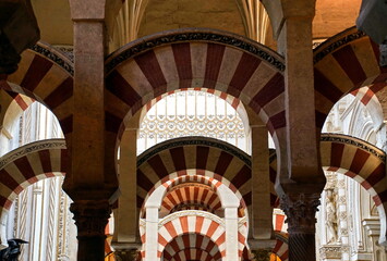 Arches of the Mosque-Cathedral in Cordoba. This Mosque and Cathedral is the most important monument...