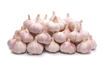 Group of garlic isolated on a white background.