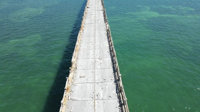 Low-level aerial tour of the Old Bahia Honda Bridge