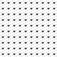 Square seamless background pattern from black broken heart symbols are different sizes and opacity. The pattern is evenly filled. Vector illustration on white background