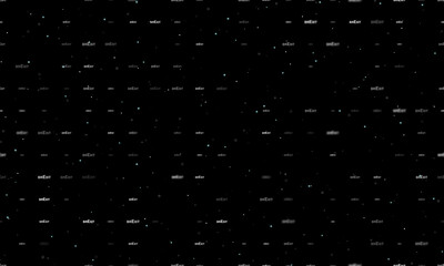 Seamless background pattern of evenly spaced white brexit symbols of different sizes and opacity. Vector illustration on black background with stars