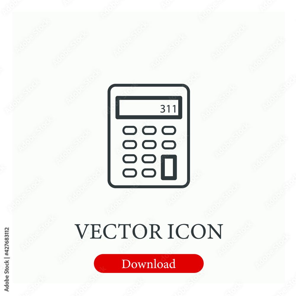Poster calculator vector icon. editable stroke. linear style sign for use on web design and mobile apps, lo