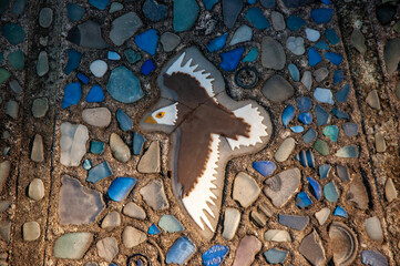 Mosaic of an eagle at Bainbridge Island museum of arts