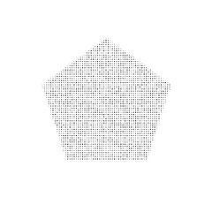 The pentagon symbol filled with black dots. Pointillism style. Vector illustration on white background