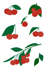 A set of minimalistic cherry berries.