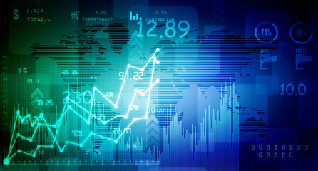 2d rendering Stock market online business concept. business Graph 
