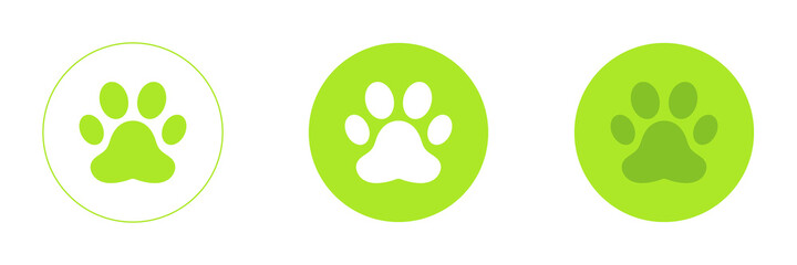 Animal paw icons set. Flat design. Vector illustration.