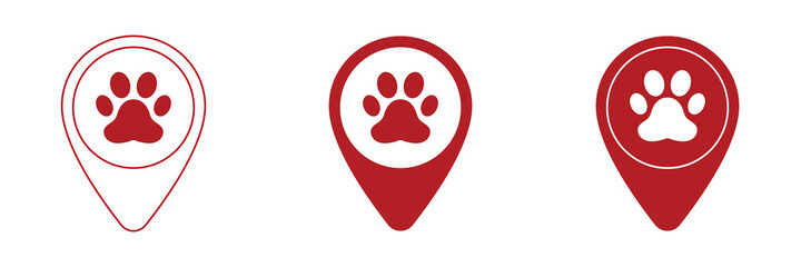 Animal paw icons set. Location vector icon. Website design and development, application development. Illustration