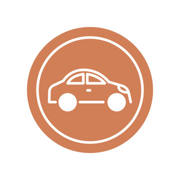 Car icon, simple logo, circle icon of the car, driving, travelling