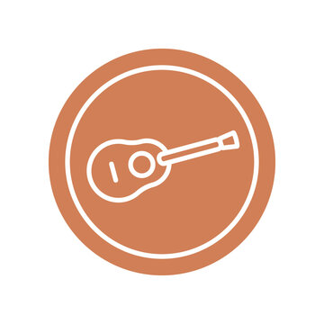 Guitar icon, music icon, simple logo, circle music logo