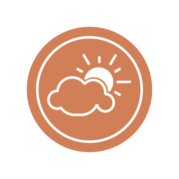 Sun behind the cloud, circle vector illustration, circle logo, weather icon