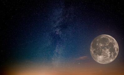 Naklejka na ściany i meble Full moon in the night starry sky