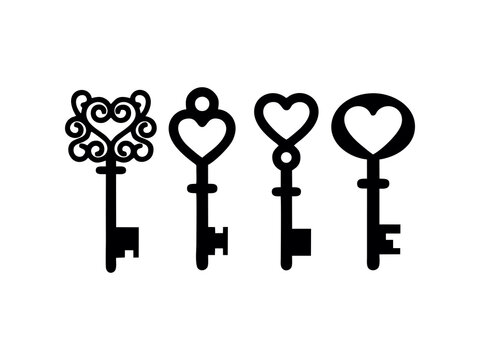 Love key glyph icon love and lock heart key sign Vector Image