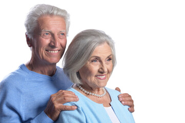 happy senior couple embracing